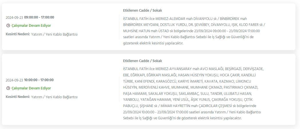 İstanbul'un 22 ilçesinde bu gece yarısından itibaren elektrik kesintileri yaşanacak 13